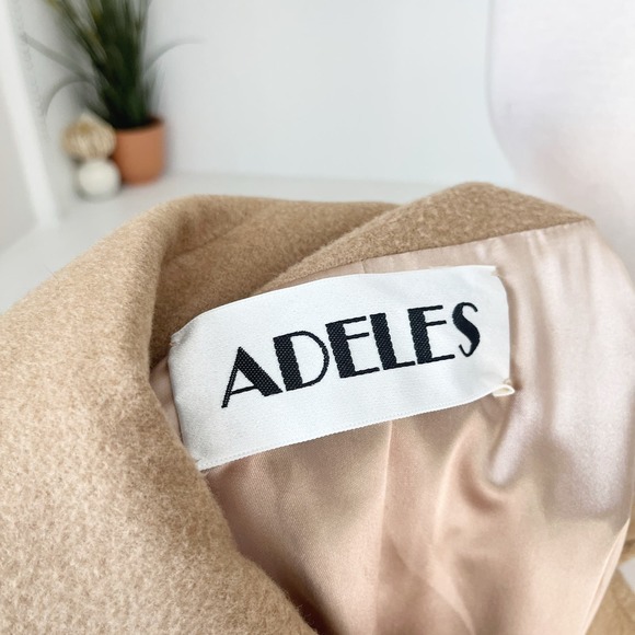 Vintage Fleurette of California Camel Hair Wool Double Breasted Trench Coat Sz L - Picture 6 of 9